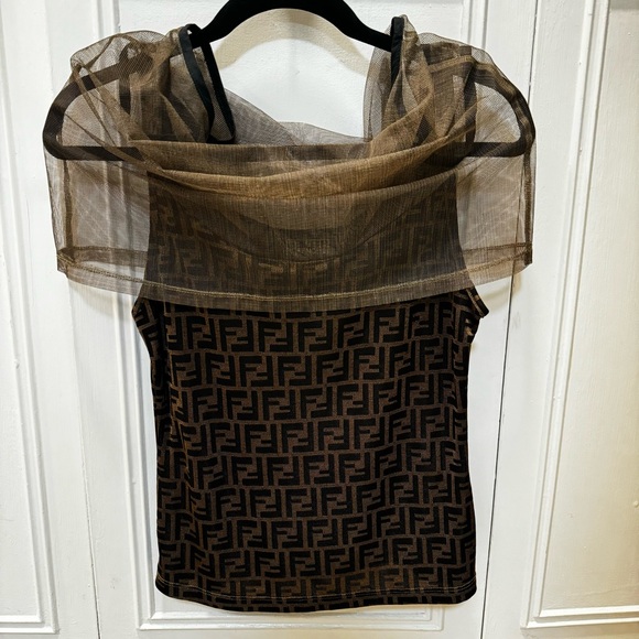 Vintage 90’s Fendi Mesh Overlay Logo Tank - Picture 12 of 13